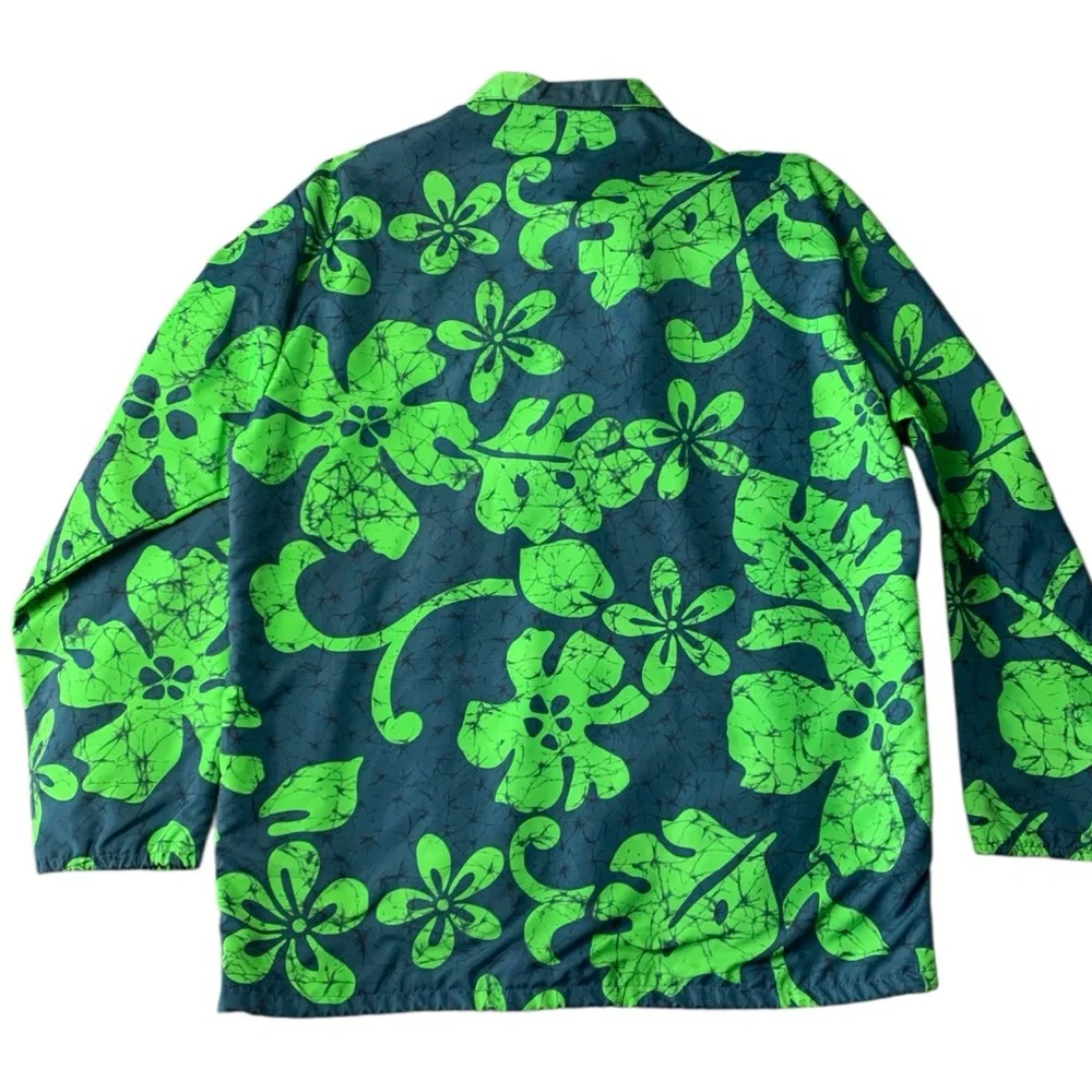 Vintage Napili nylon Hawaiian tropical rain jacket coat Green Floral zip DRI USA - Picture 2 of 10